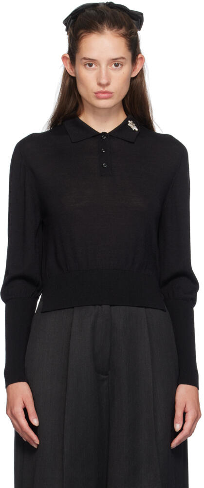 Simone Rocha Black Merino Wool & Silk Polo Cover