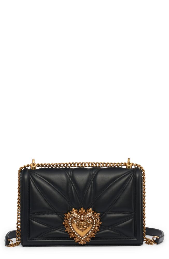 Dolce&Gabbana Devotion Logo Heart Lambskin Crossbody Bag in Black Cover