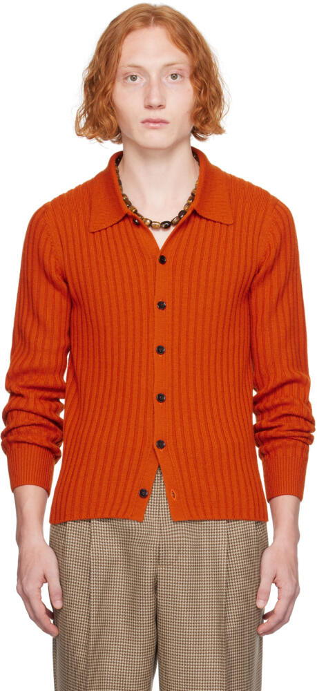 Dries Van Noten Orange Rib Cardigan Cover