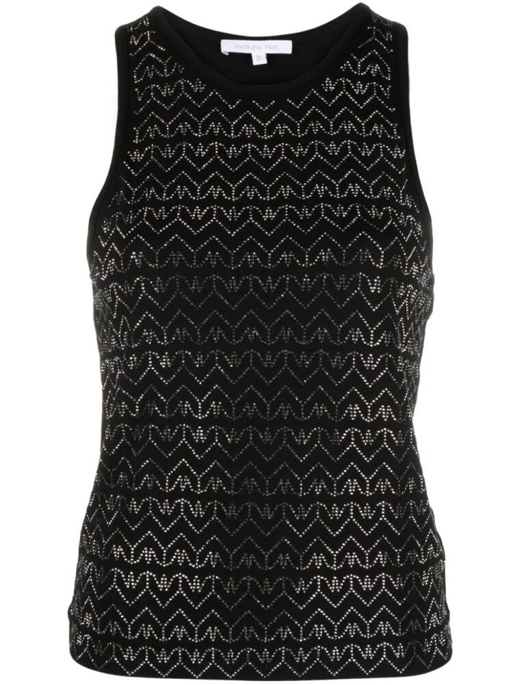 Patrizia Pepe Fly-monogram crystal-embellished tank top - Black Cover