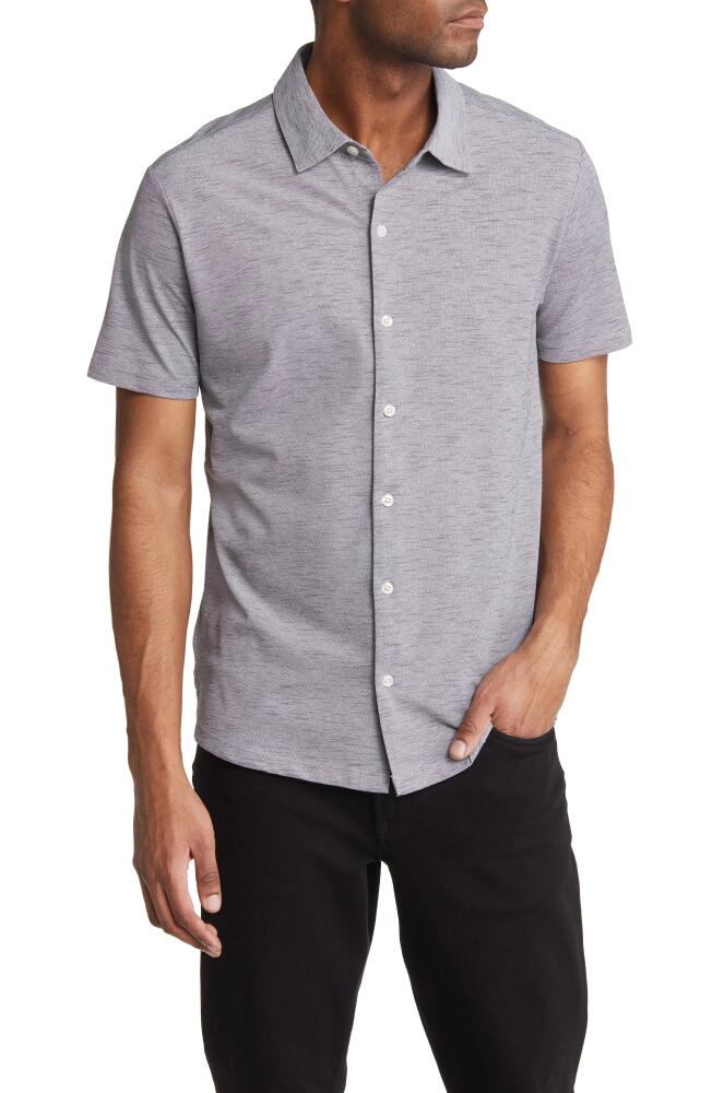 Robert Barakett Whitner Knit Short Sleeve Button-Up Shirt in Charcoal Cover