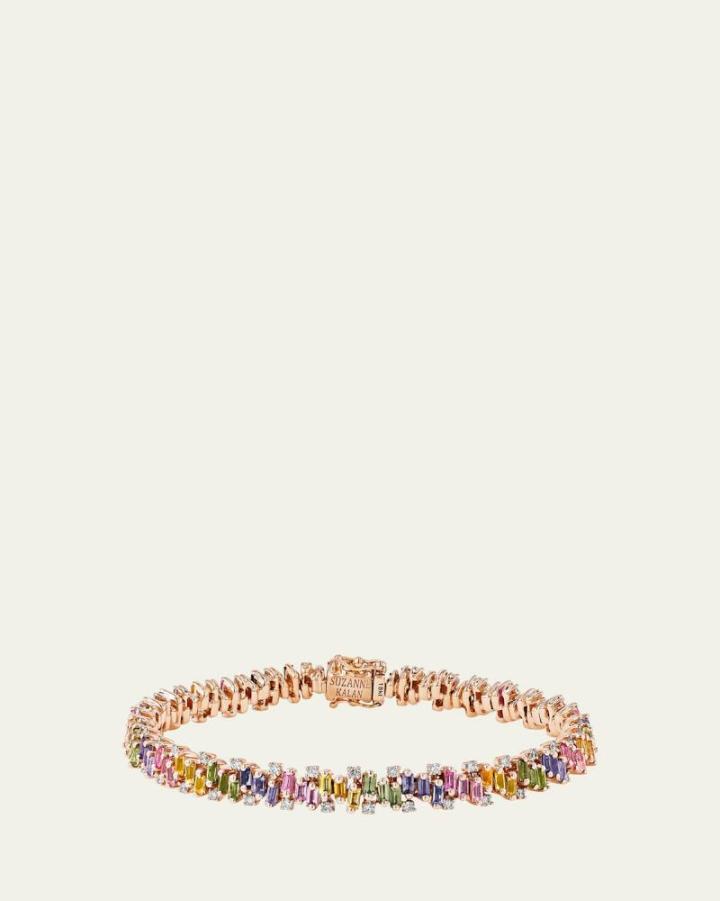 Suzanne Kalan 18K Rose Gold Pastel Sapphire and Diamond Tennis Bracelet Cover