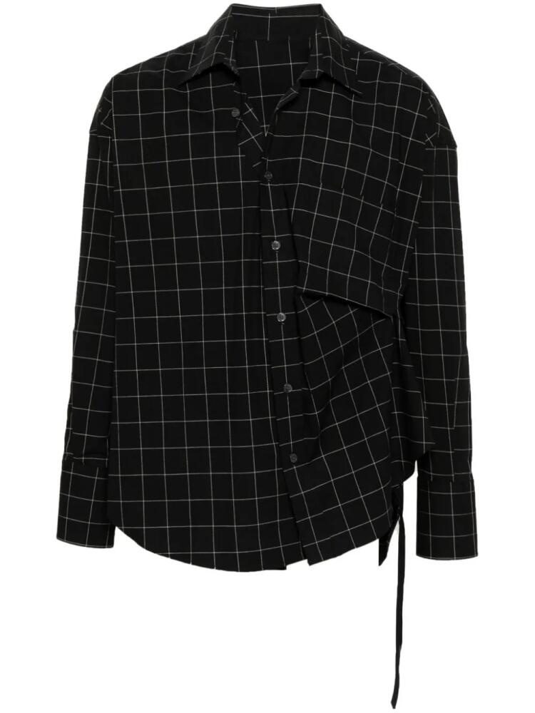 marina yee windowpane-print asymmetric shirt - Black Cover