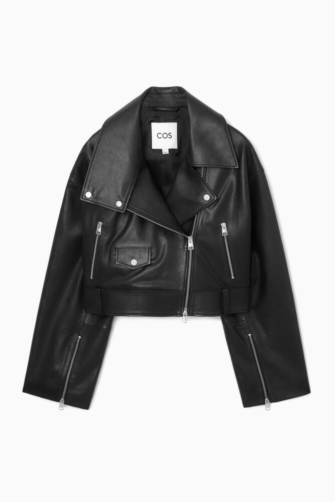 COS OVERSIZED CROPPED LEATHER BIKER JACKET Cover