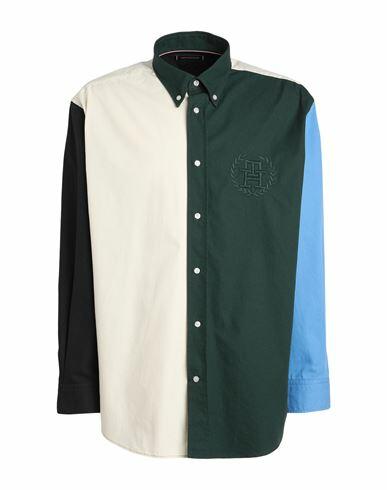 Tommy Hilfiger Man Shirt Dark green Cotton Cover