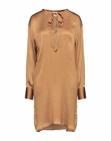 Nude Woman Mini dress Camel Acetate, Silk Cover