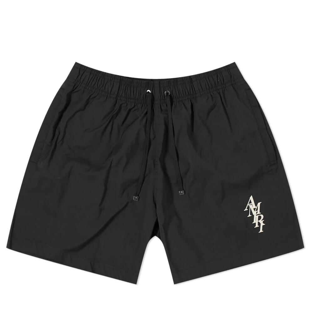 AMIRI Men's Stack Logo Swim Shorts in Black Cover