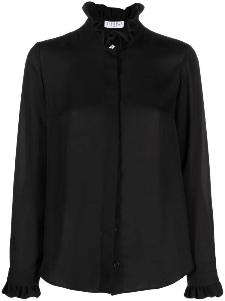 Claudie Pierlot crepe de chine ruffled shirt - Black Cover