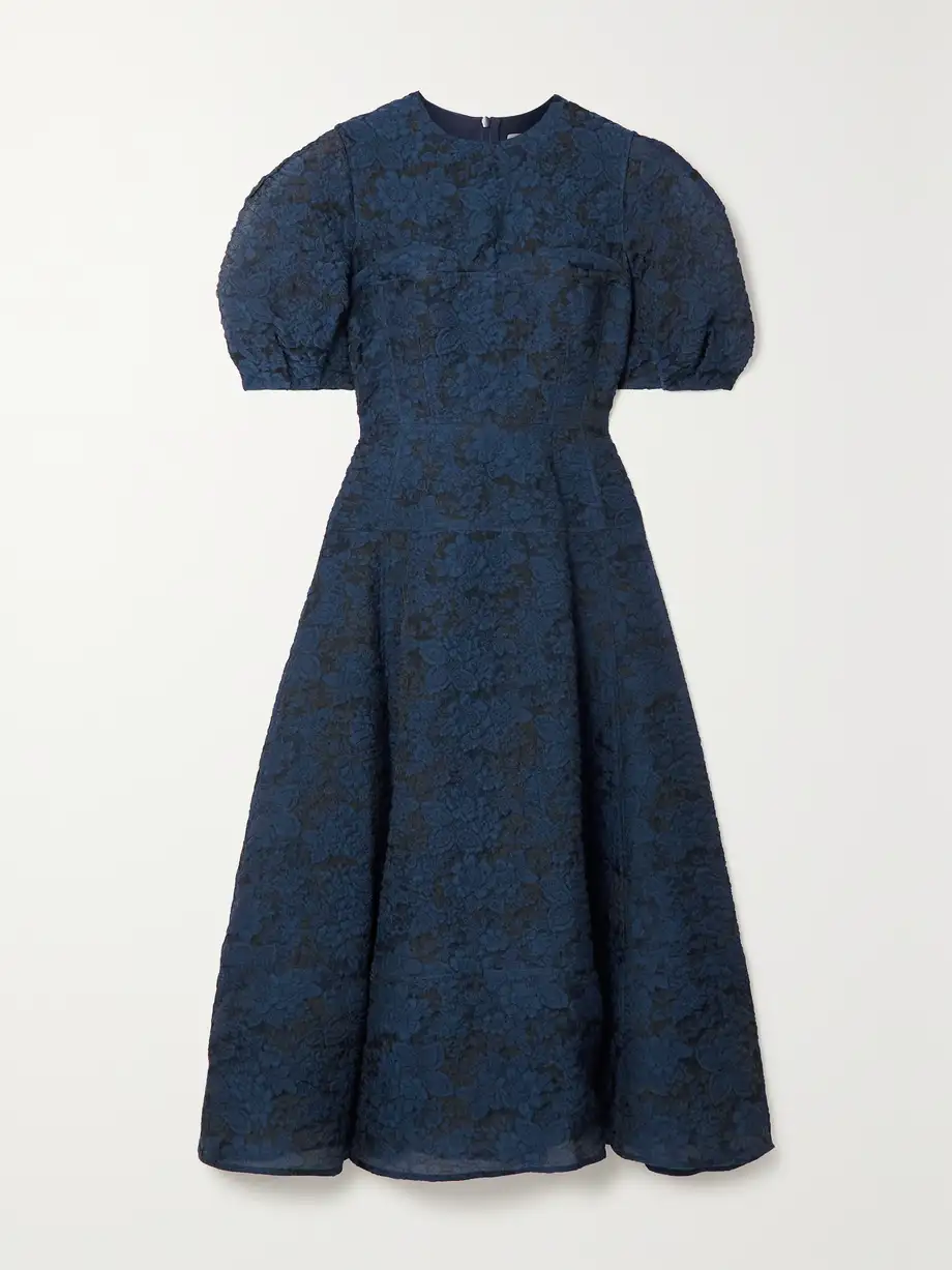 Erdem - Kyla Metallic Organza-cloqué Midi Dress - Blue Cover