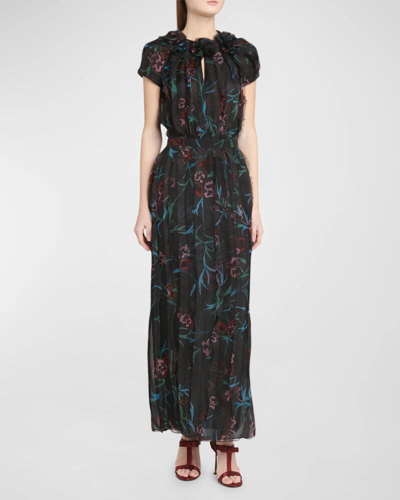 Giorgio Armani Floral Embroidered Organza Gown Cover