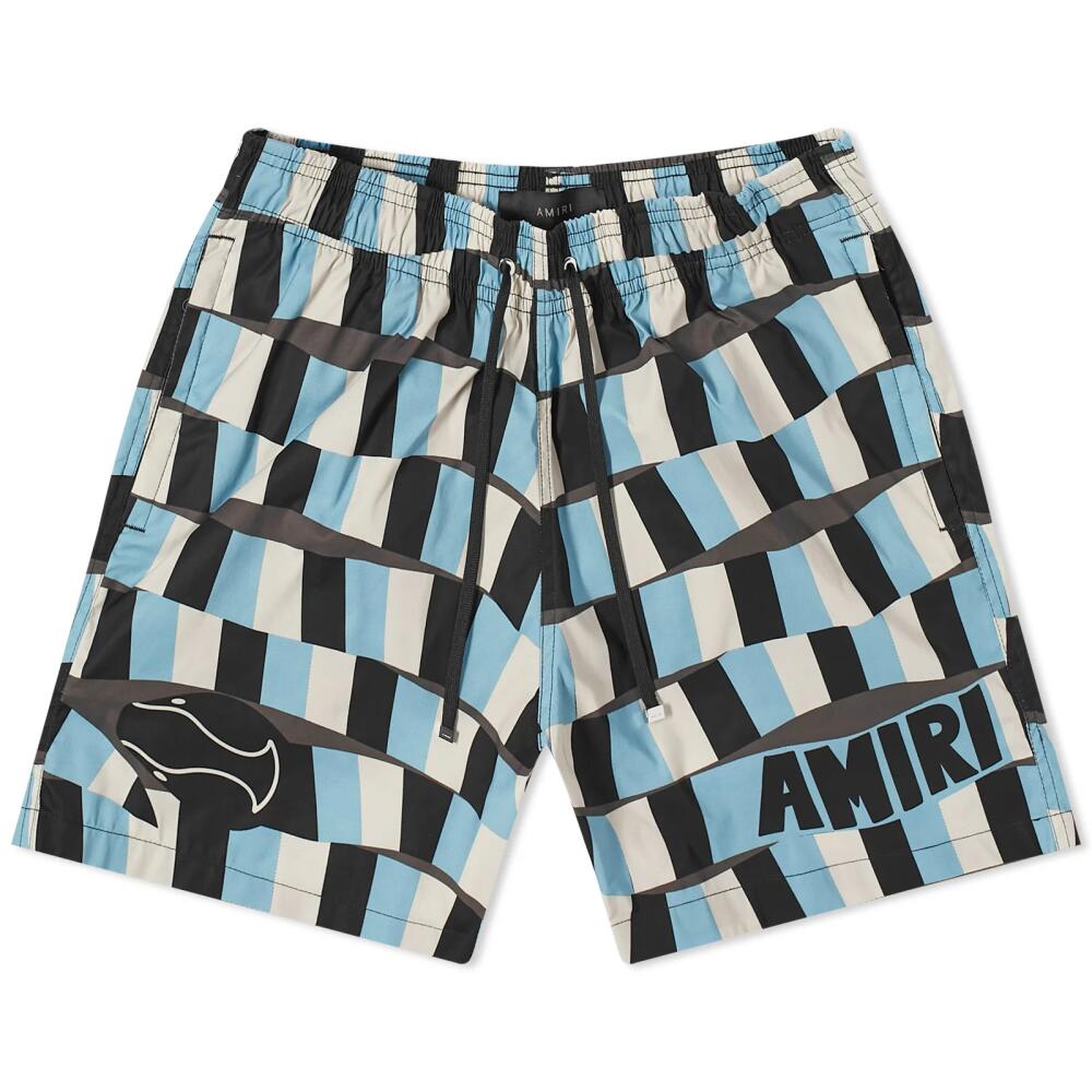 AMIRI Men's Checkered Snake Swim Shorts in Air Blue Cover