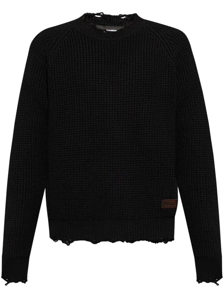 DSQUARED2 logo-patch waffle-knit jumper - Black Cover