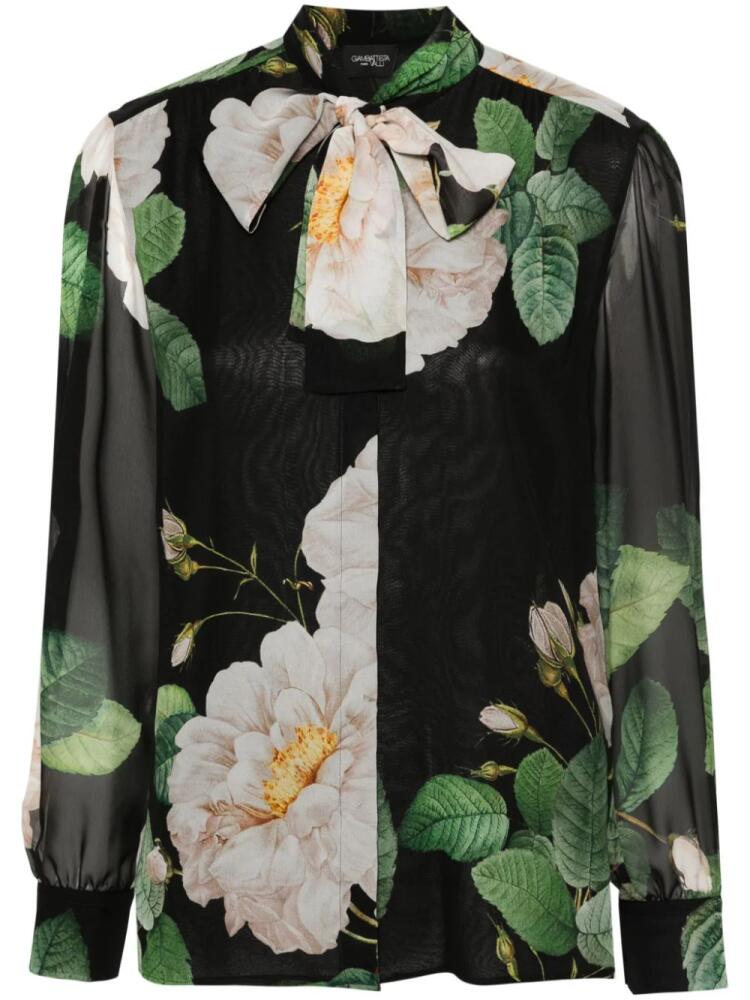 Giambattista Valli floral-print silk shirt - Black Cover