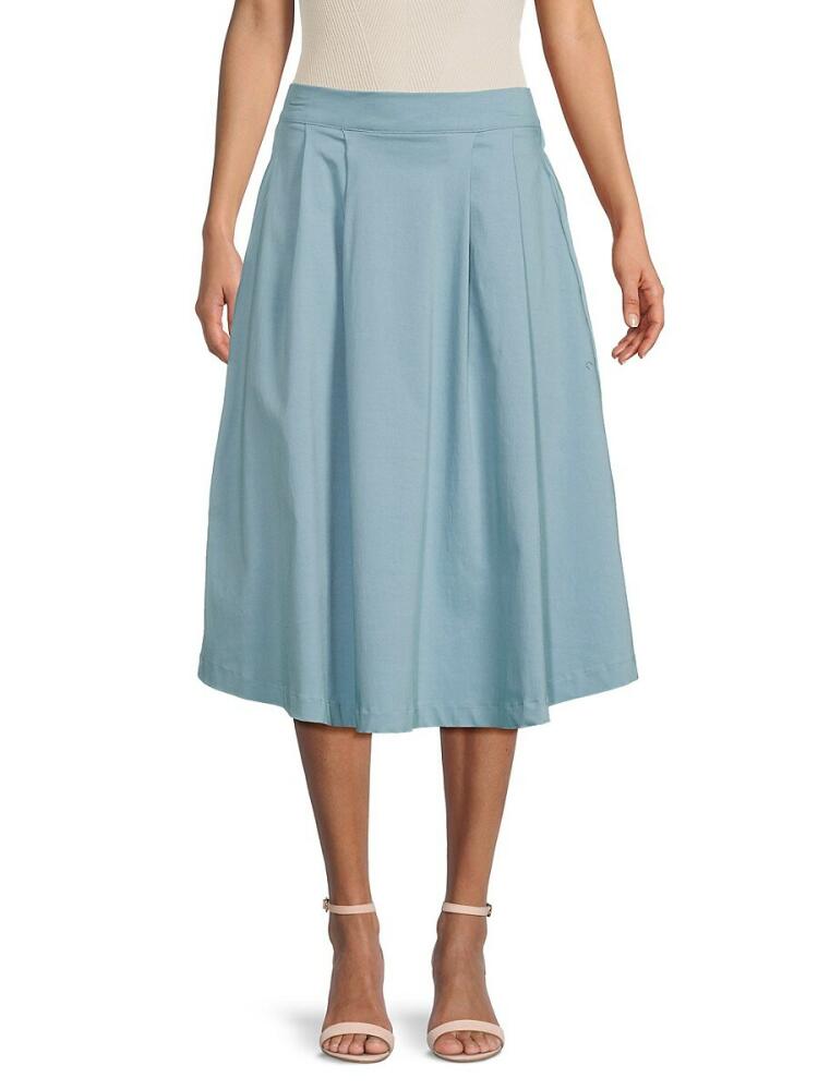 Renee C. Women's Box Pleated Midi Skirt - Sky Blue Cover