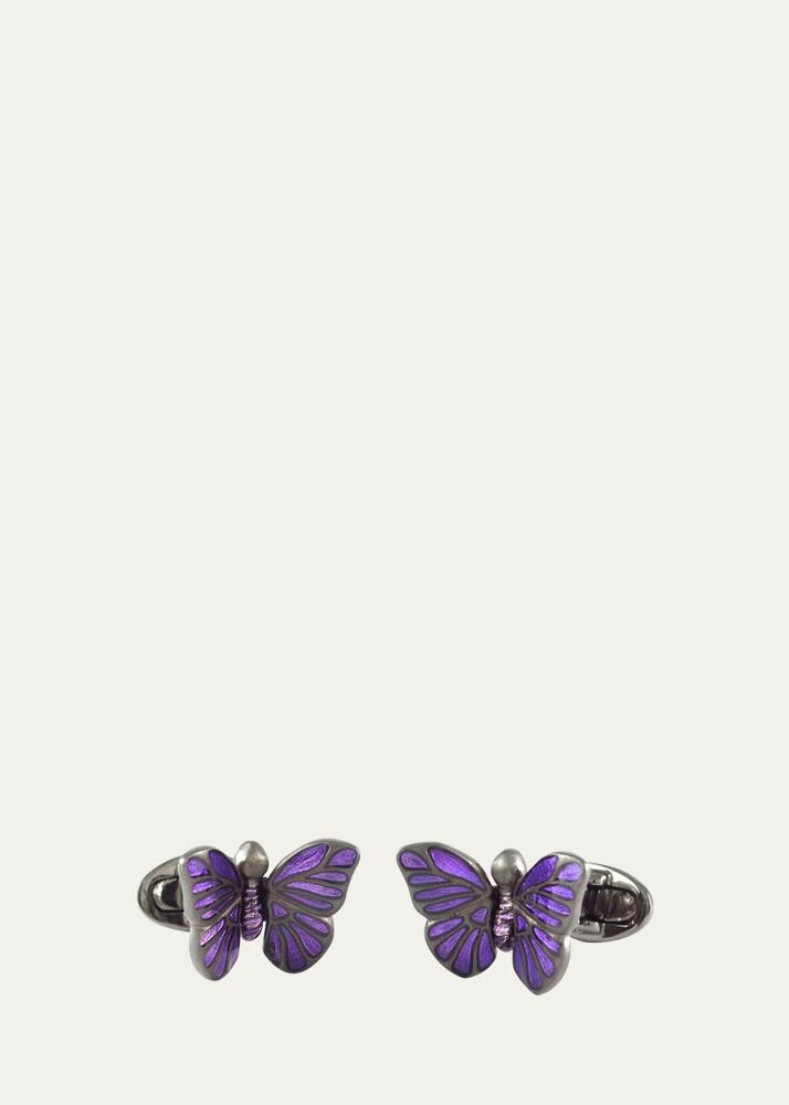 Jan Leslie Enamel Butterfly Cufflinks, Purple Cover