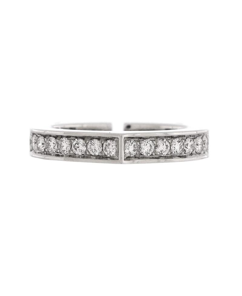 Pre-Owned Cartier Flat C Ring 18K White Gold with Diamonds Cover