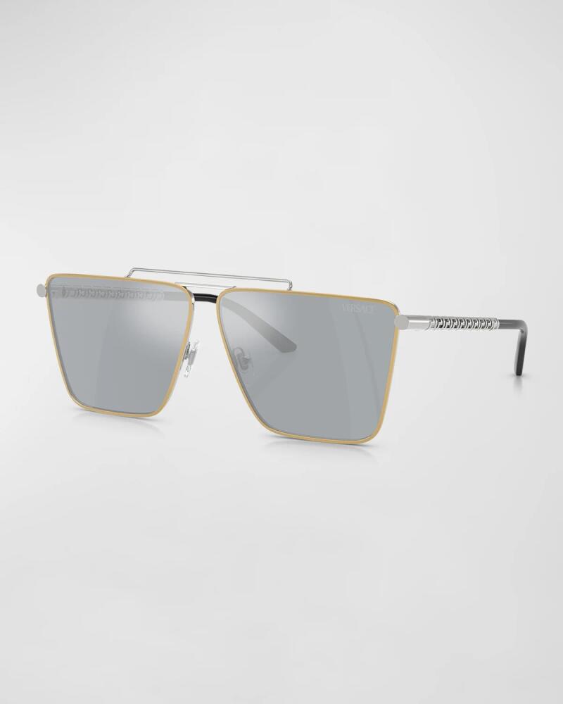 Versace Men's Double-Bridge Metal Square Sunglasses Cover