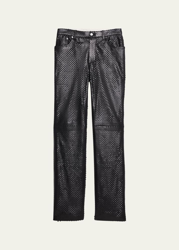 Helmut Lang Men's Hole Punch Leather Worker Pants Cover