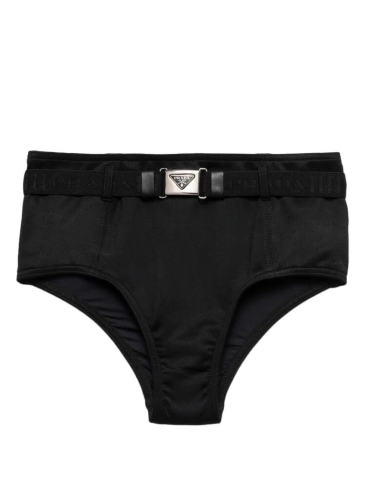 Prada triangle-logo belted bikini bottoms - Black Cover