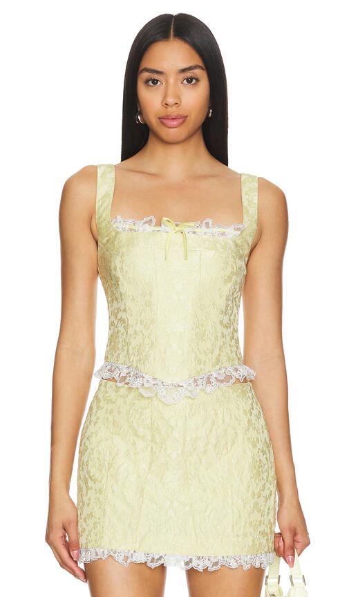 MAJORELLE Jalan Bustier Top in Yellow Cover