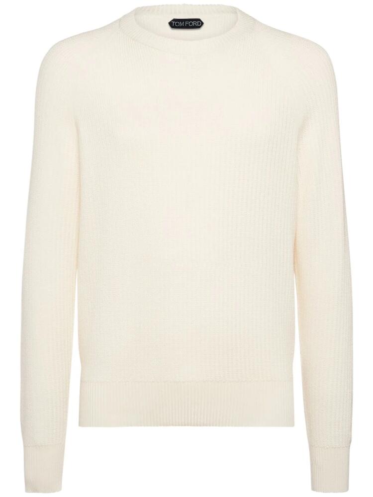 TOM FORD Textured Wool & Silk Crewneck Sweater Cover