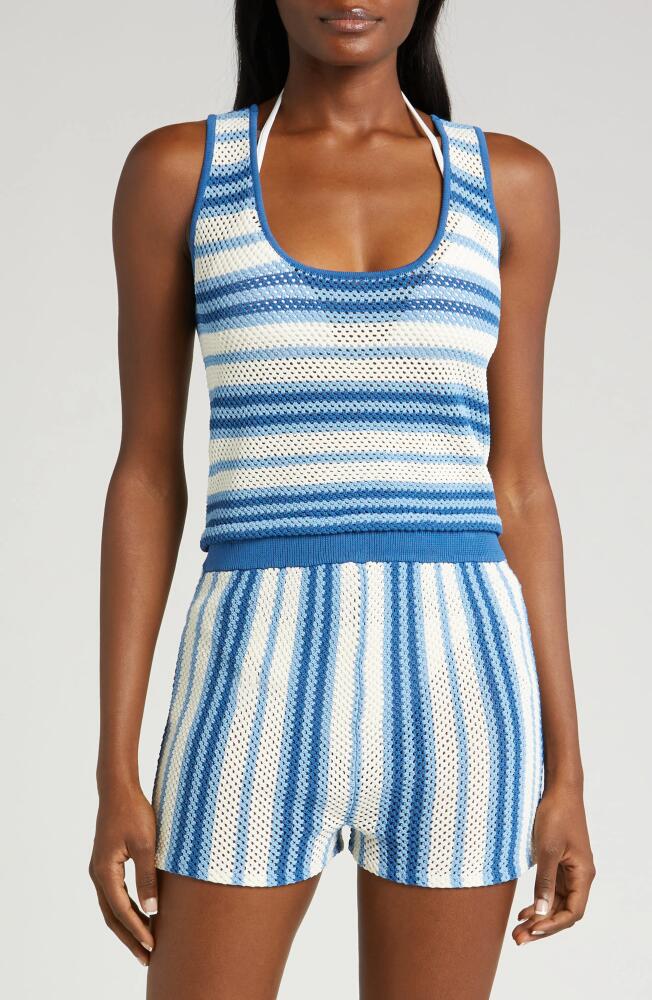 Solid & Striped Charlie Stripe Cover-Up Tank in Mariana Blue Stripe Cover