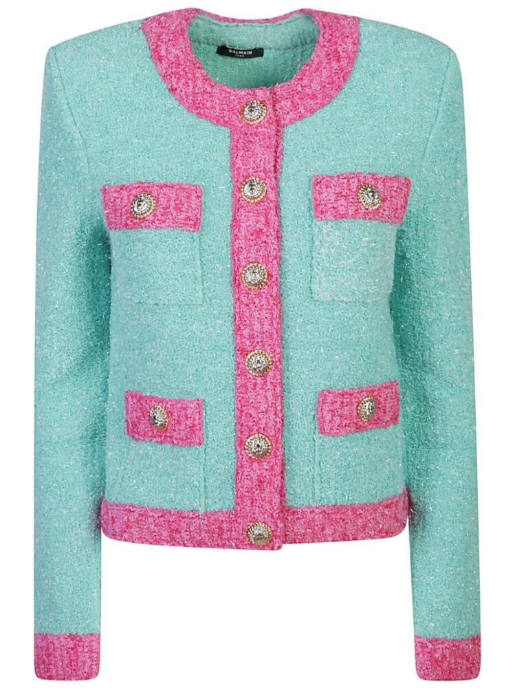 Balmain cropped tweed jacket - Blue Cover