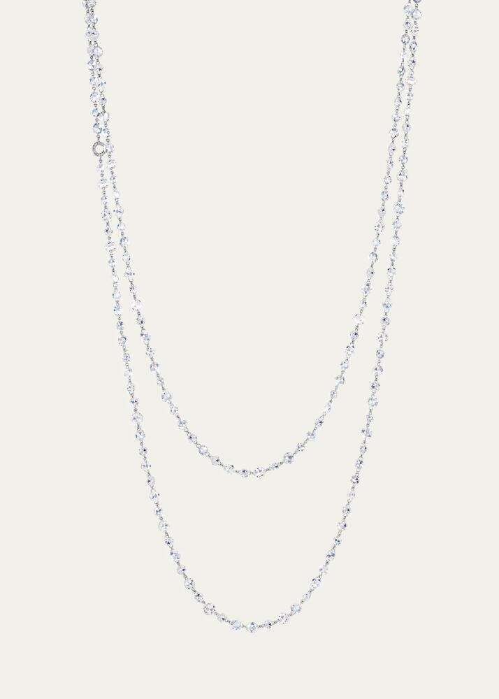 64 Facets 18K White Gold Alternating Size Diamond Necklace, 48in Cover