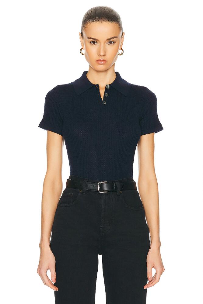 Guest In Residence Shrunken Polo Top in Navy Cover