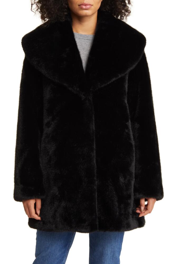 Via Spiga Shawl Collar Faux Fur Jacket in Black Cover