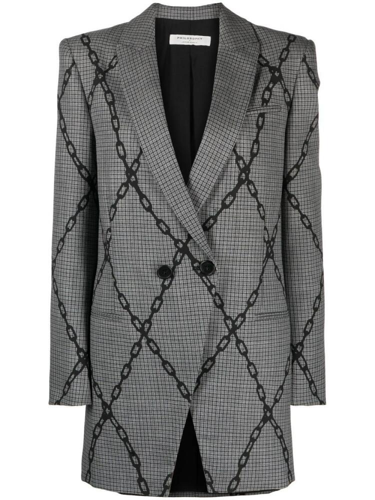 Philosophy Di Lorenzo Serafini chain-link print blazer - Grey Cover