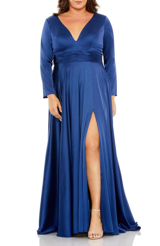 FABULOUSS BY MAC DUGGAL Long Sleeve V-Neck A-Line Gown in Midnight Cover