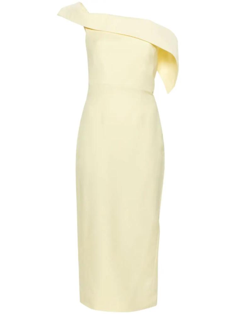 Roland Mouret off-shoulder crepe midi dress - Yellow Cover