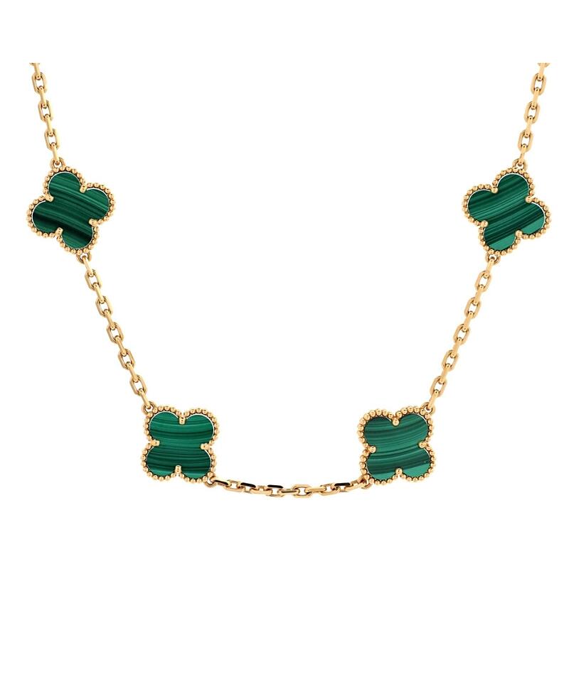 Pre-Owned Van Cleef & Arpels Vintage Alhambra 10 Motifs Necklace 18K Gold and Malachite Cover