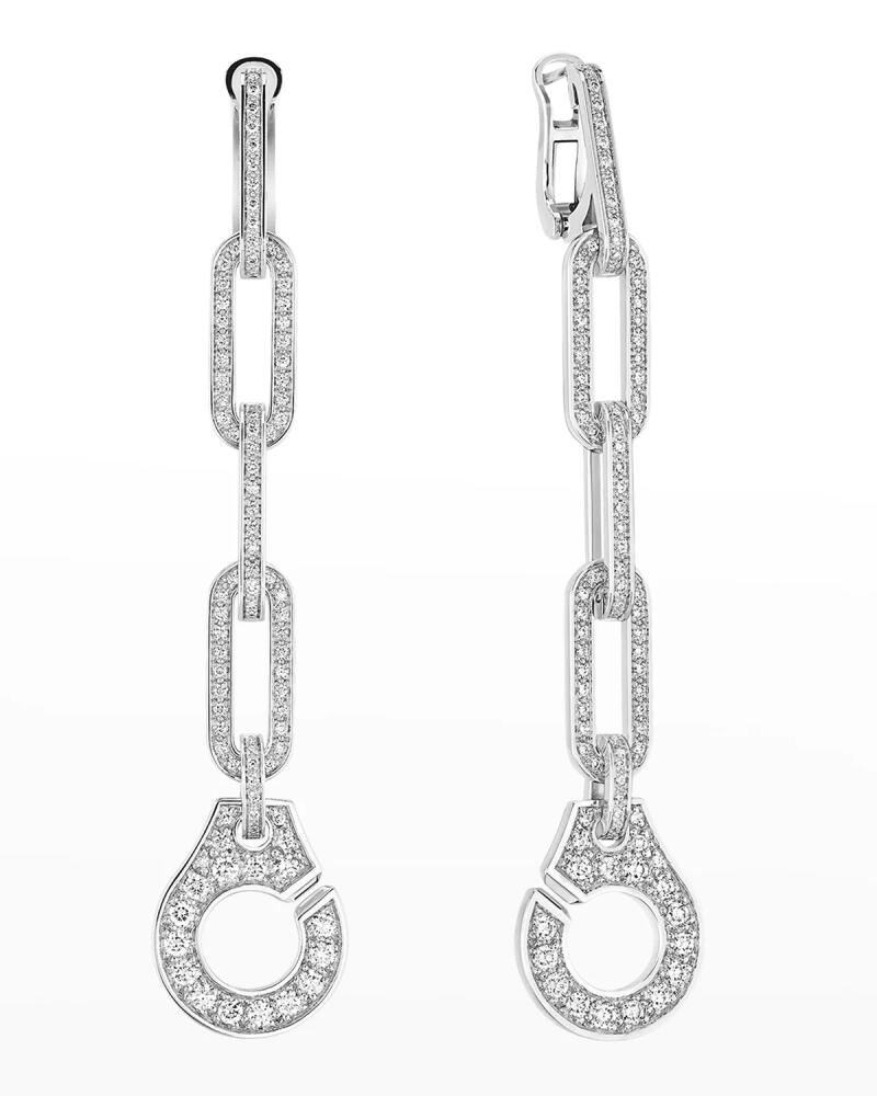 DINH VAN White Gold R15 Full Pave Drop Earrings Cover