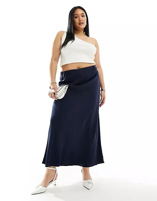 Nobody's Child Plus Mila midaxi skirt in navy Cover