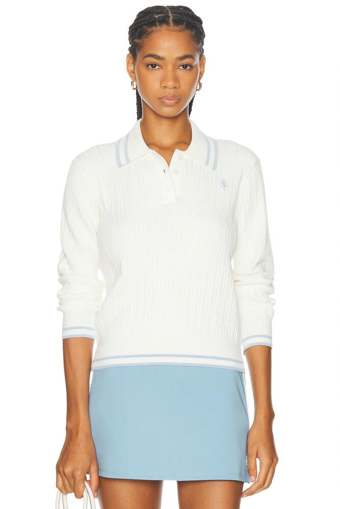 Sporty & Rich Cable Knit Polo Sweater in White Cover