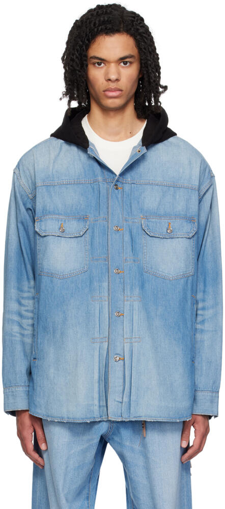 MASTERMIND WORLD Blue Hooded Denim Shirt Cover