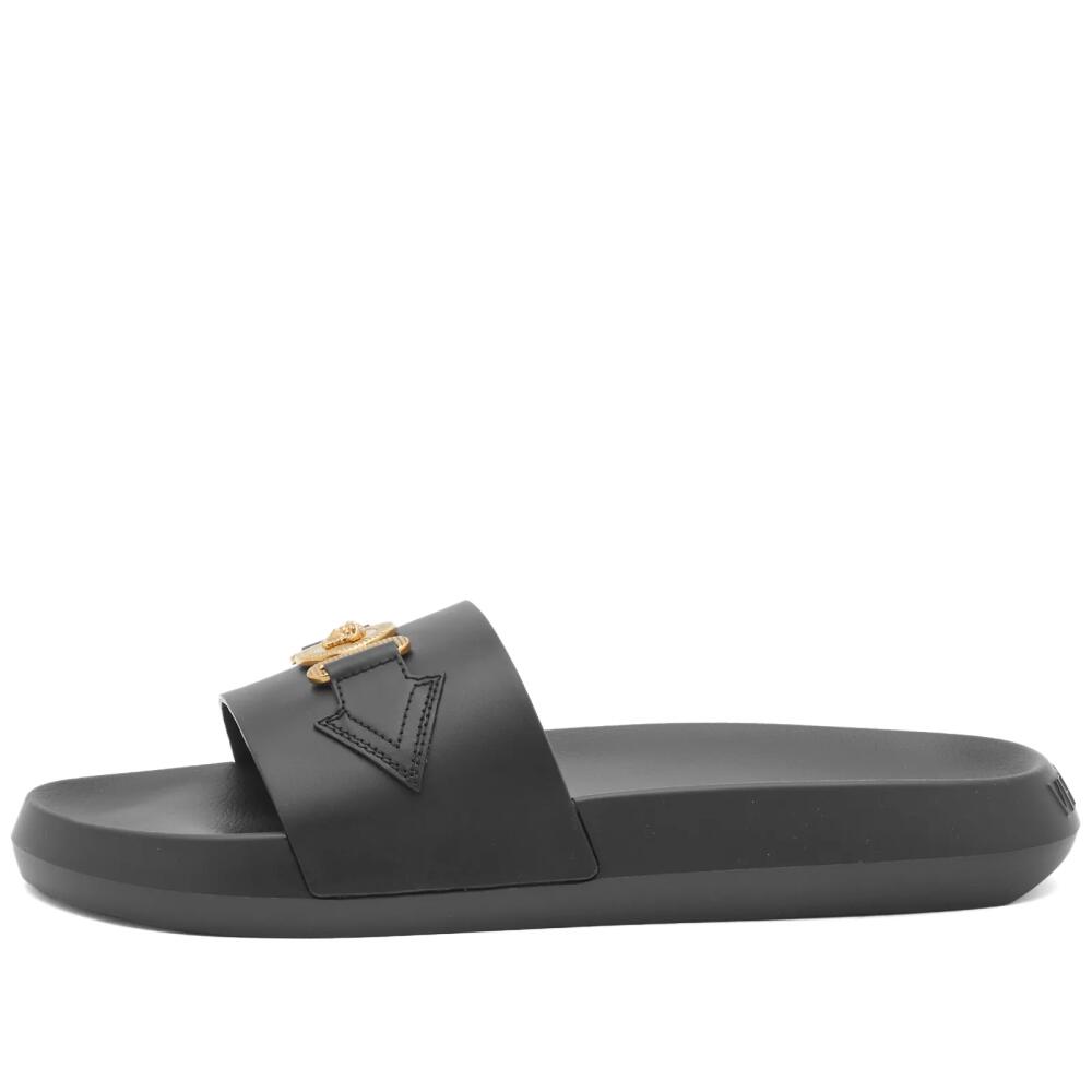 Versace Men's Pool Slides in Black Cover