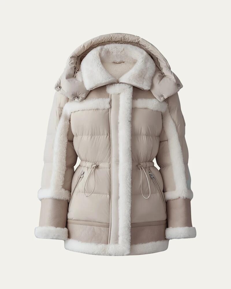 Mackage Lilibeth Mixed-Media Down Parka with Shearling and Leather Cover