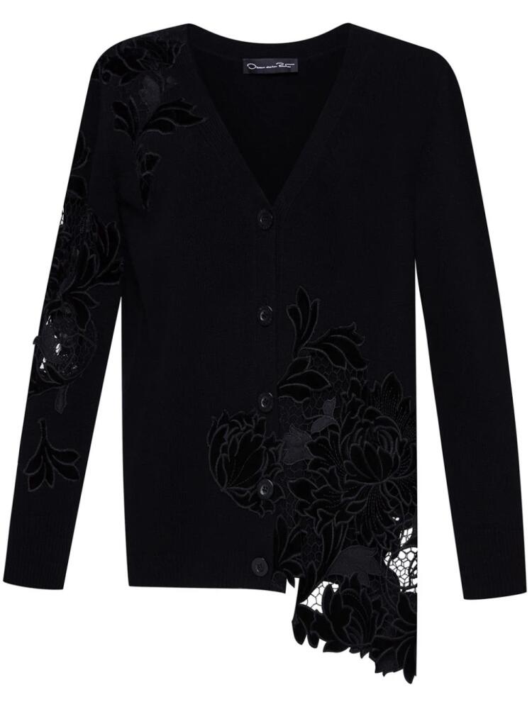 Oscar de la Renta guipure-lace wool cardigan - Black Cover