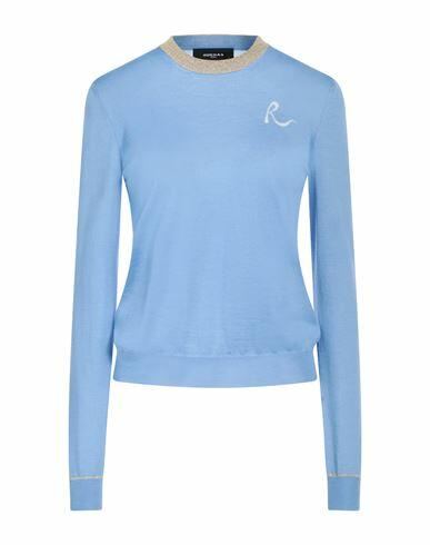 Rochas Woman Sweater Light blue Cashmere, Polyester, Metallic Polyester Cover