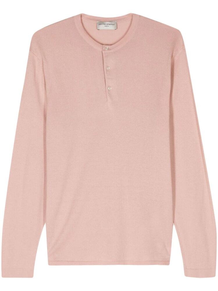 Officine Generale Hansel fine-knit polo shirt - Pink Cover