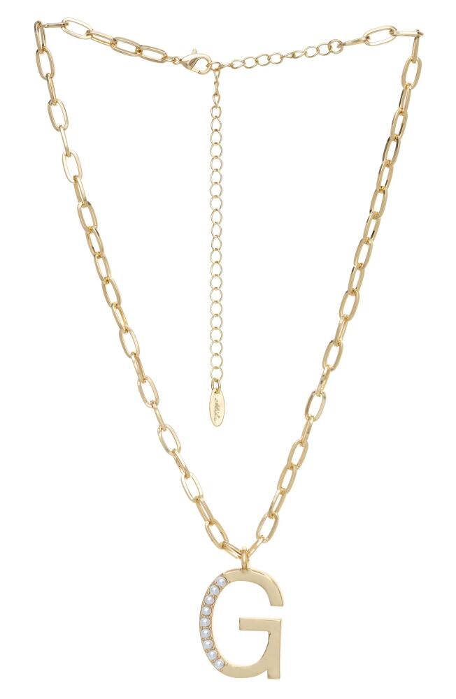 Ettika Imitation Pearl Initial Pendant Necklace in Gold- G Cover