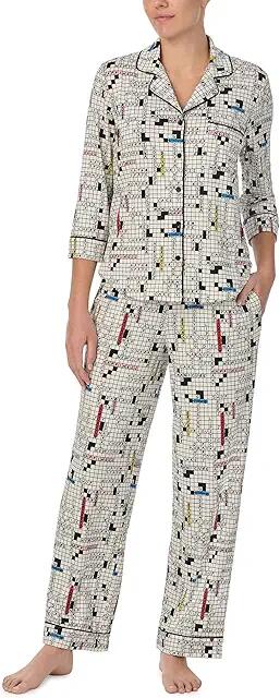 Kate Spade New York Long 3/4 Sleeve PJ Set (Crossword Puzzle) Women's Pajama Sets Cover