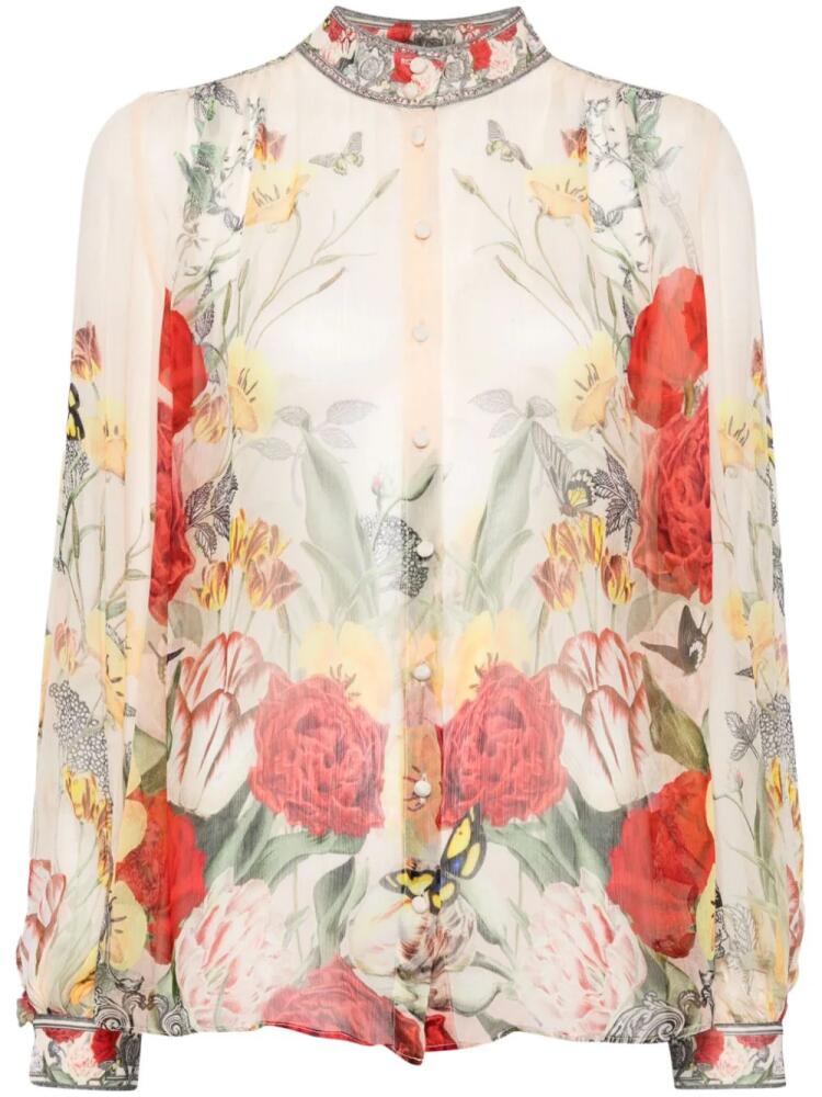 Camilla floral-print chiffon blouse - Neutrals Cover