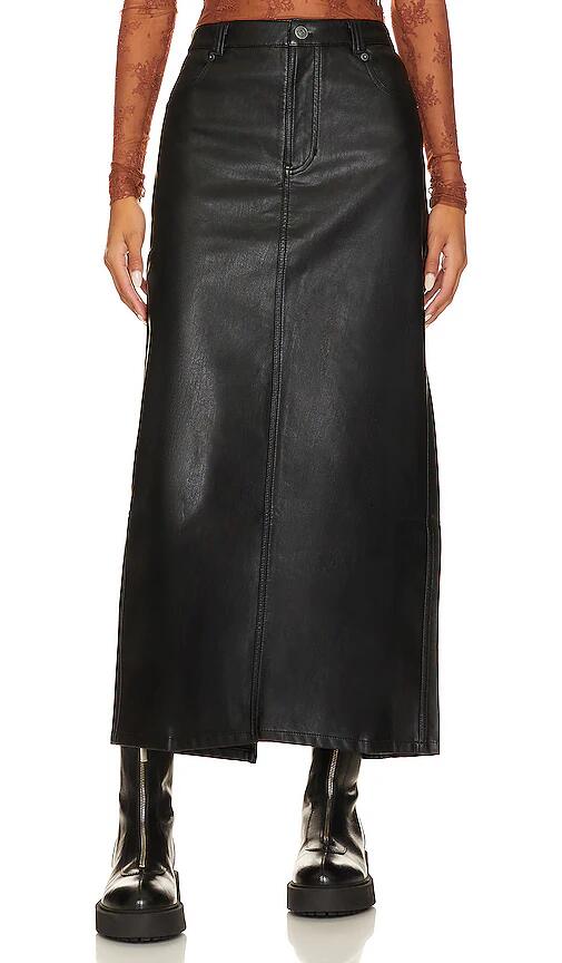 Free People x We The Free City Slicker Faux Leather Maxi Skirt In Black in Black Cover