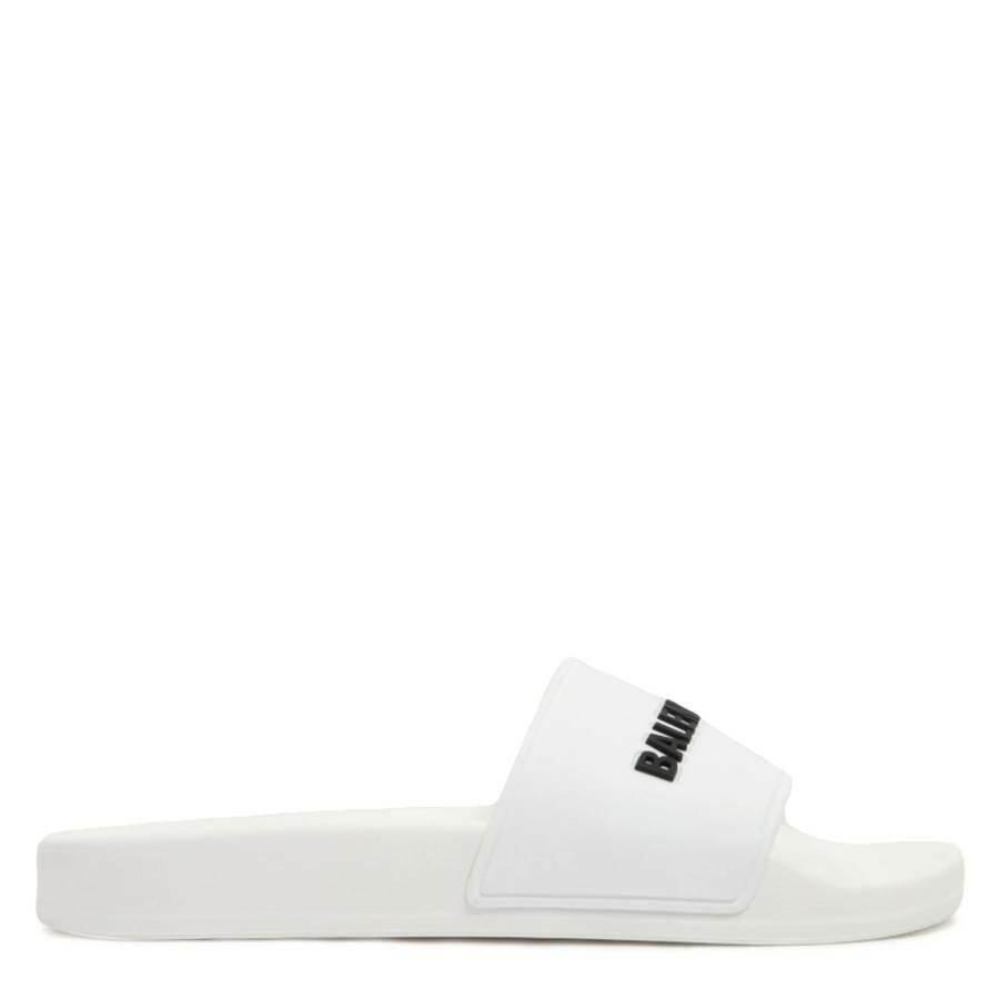 Balenciaga White 3D Logo Pool Slide Sandals Cover