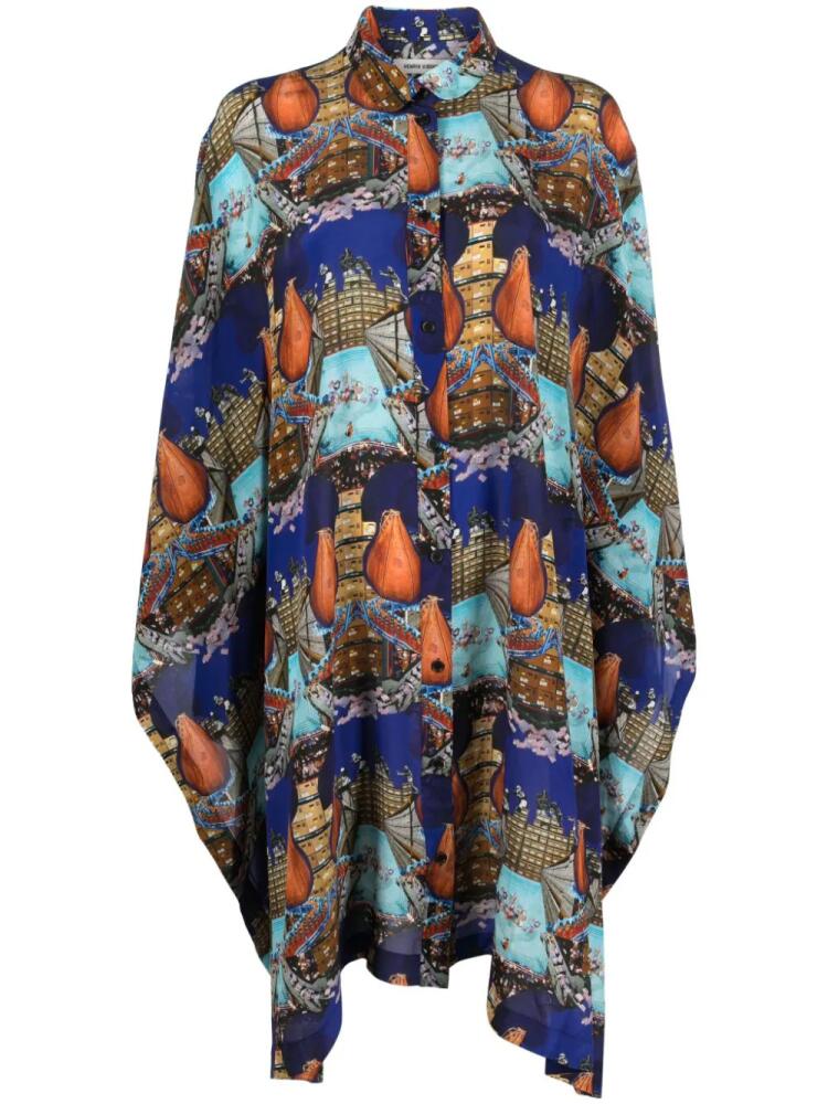 Henrik Vibskov Square boxing-print midi dress - Blue Cover