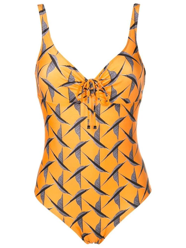 Lygia & Nanny Rosa printed lace-up swimsuit - Orange Cover